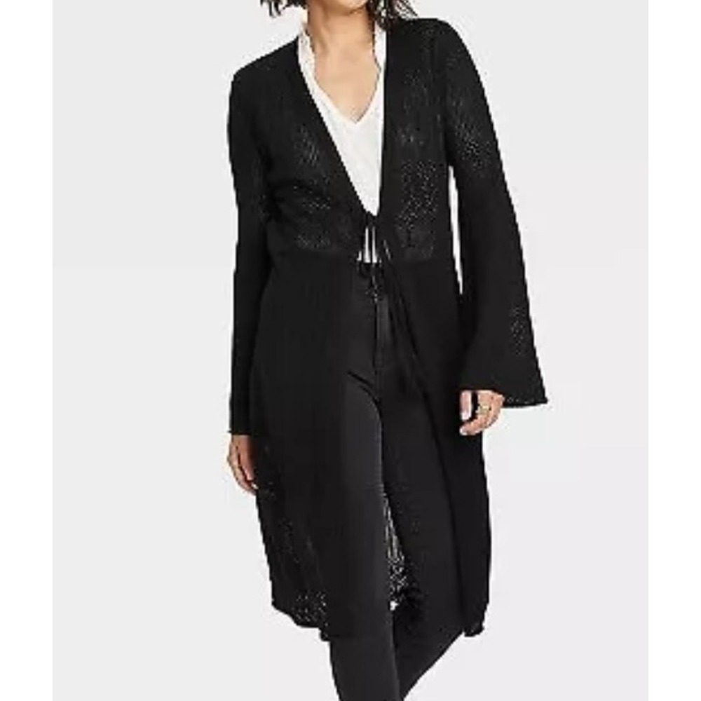 Women's Pointelle Duster Cardigan - Knox Rose Black XS $38